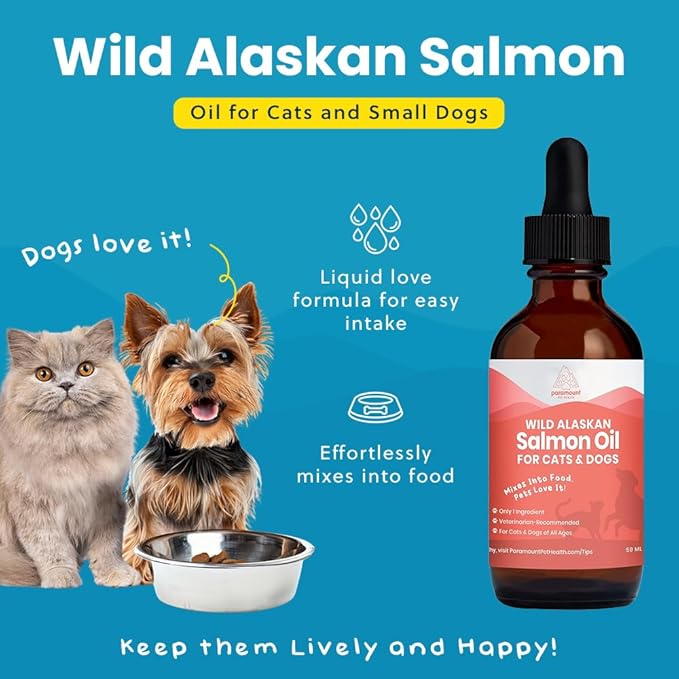 Wild Alaskan Salmon Oil for Cats & Small Dogs, Supports Skin, Coat, Joint & Overall Well-Being, Pure & Premium Alaskan Salmon Oil for Dogs & Cats with No Fillers, 2 oz