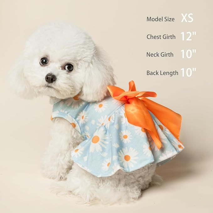 PUPTECK Floral Dog Dress for Spring Outfit Puppy Cute Small Dogs Clothes,Daisy,L
