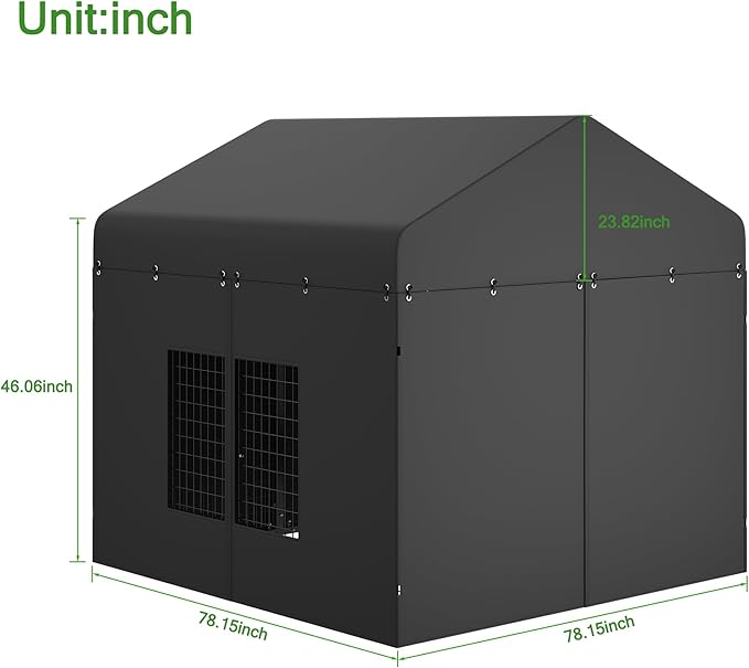 Outdoor Dog Kennel Cover 79" W x 79" D x 72.5" H