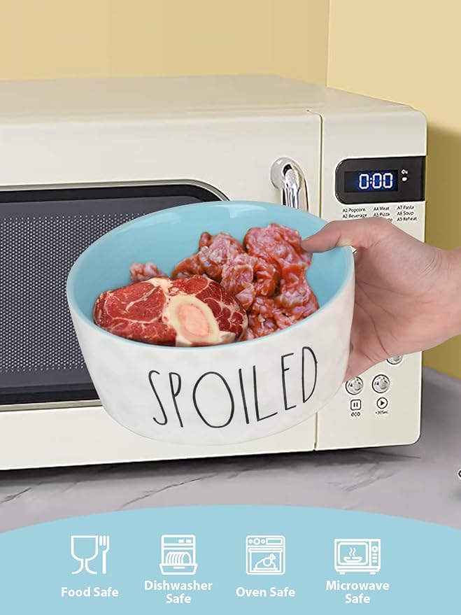 27OZ Ceramic Dog Bowl - 6 Inch Small Food Water Bowl, Heavy Duty Non-Slip Dog Dish for Medium Dogs, Food Grade Porcelain Pet Feeder Bowls, Microwave & Dishwasher Safe, Blue