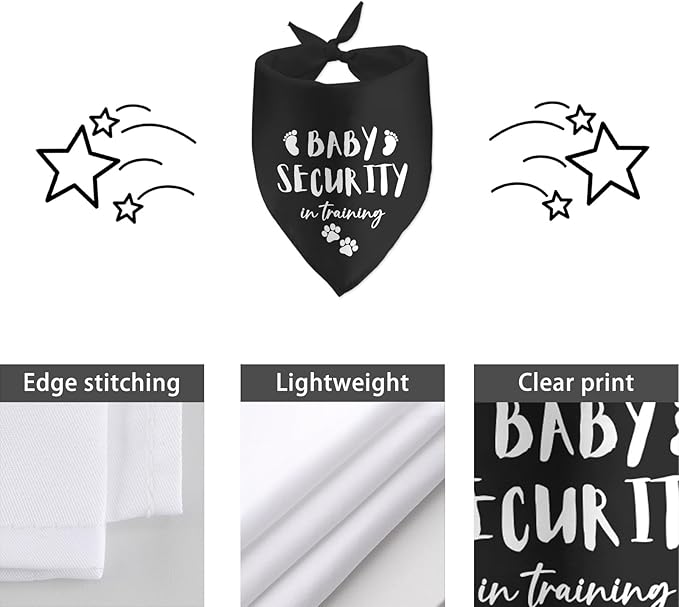 Baby Security in Training Black Dog Bandana Pet Scarf Pregnancy Announcement for Dogs Accessories Lovers Reveal Ideas