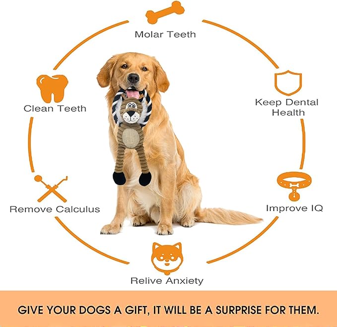 Rope Dog Toys to Keep Them Busy - Tug of War Dog Toys for Boredom Plush Interactive Squeaky Puppy Toys for Small Medium Large Dogs