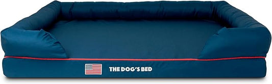The Dog's Bed Replacement Outer Cover ONLY (Outer Cover ONLY - NO Bed, NO Waterproof Inner) for The Dog's Bed, Washable Oxford Fabric, XXL (Blue with Red Piping USA Embroidery Flag)