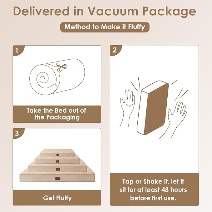 EHEYCIGA Orthopedic XL Dog Beds for Extra Large Dogs with Removable Washable Cover for Crate, Khaki, 41x27