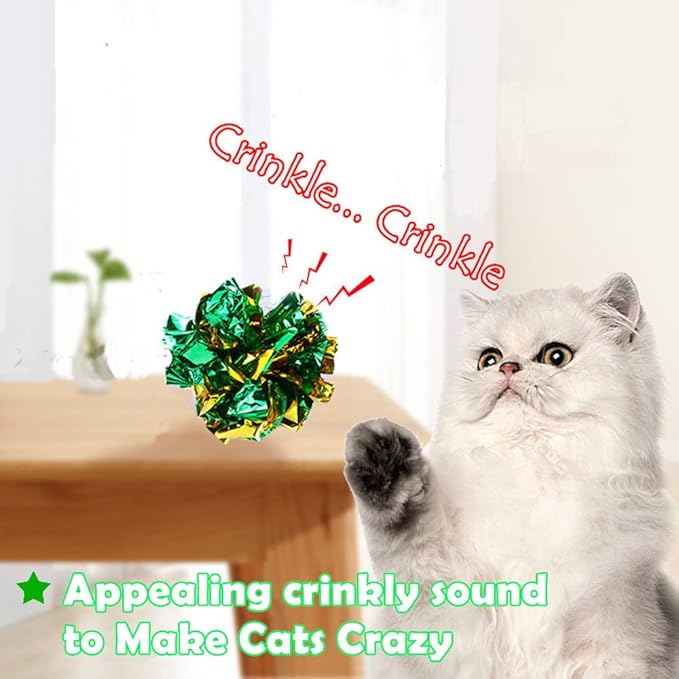 Original Mylar Crinkle Balls Cat Toys - 24 Pack