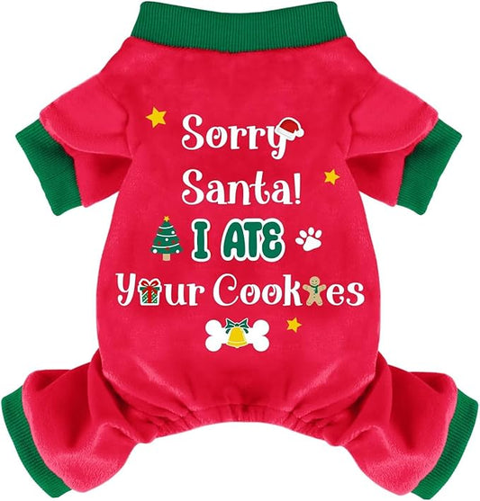 Dog Christmas Pajamas Soft Lightweight Velvet Dog Christmas Outfit Warm Pet Winter Clothes for Small Medium Large Pet Dogs Cats