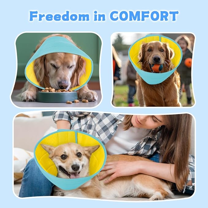 Inspack Soft Dog Cone Collar Alternative, E Cones for Medium Small Dogs/Cat to Stop Licking After Surgery, Neuter Recovery Ecollars of Shame Alternatives, Comfortable Paws Comfy Elizabethan Collars
