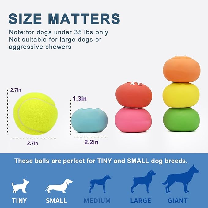 Squeaky Dog Toys, Soft Latex Rubber Squeaky Dog Ball for Small Dogs Puppies, Cute Bounce Squeak Toys Balls with Funny Cute Face 6 Pack