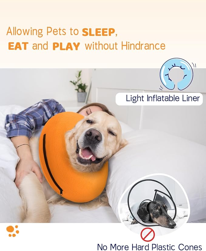 Supet Inflatable Dog Cone Collar for After Surgery Donut, Soft Dog Cones for Small Medium Large Dogs Pets, E Collar Pet Neck Donut Collar Alternative After Surgery
