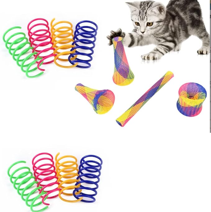 PIVHWIR Cat Spring Toys Set of 30, Plastic Colorful Interactive Cat Toy Cat Coils Spring Pet Toys and Springs Tube