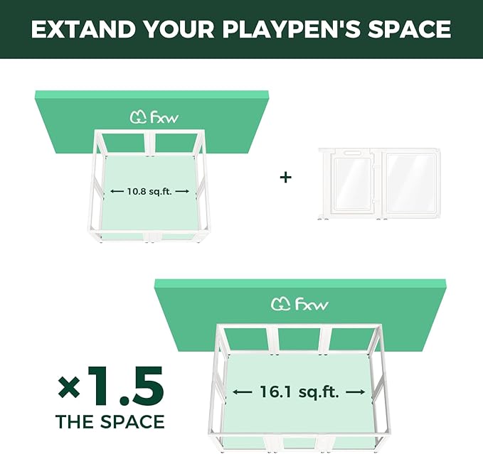 FXW AuraSpace Acrylic Indoor Dog Playpen for Small Dogs, 24 inch, 2 Panels, Includes 1 Gate & 1 Panel, White