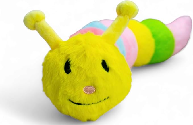 Flourish Pets 3 in 1 Multi-Layer Chew Toy for Active Dogs | Non-Toxic BPA Free Double Stitched Soft Fabric Exterior Dog Toys | Long-Lasting Dog Plush Toys - Small Catterpillar (20″)