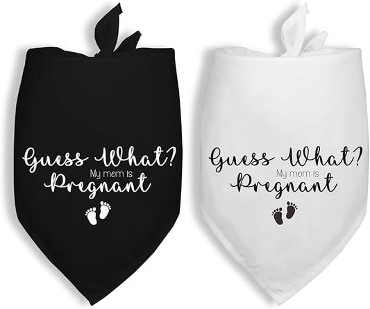 2 Pack Guess What? My Mom is Pregnant Pregnancy Announcement Dogs Bandana Baby Dogs Bandana Dog Pregnancy Announcement Gender Reveal Photo Prop Pet Scarf Accessories for Pet Dog Gifts