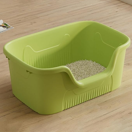 SpaceTime Extra Large Litter Box with High Sides,23.6" Lx16.5 Wx8.6 H XL Multi Cat Litter Pan for Kitty,Cat Boxes for Indoor Cats,Jumbo Litter Boxes for Big Cats,Anti-Splashing,Easy to Clean (Green)