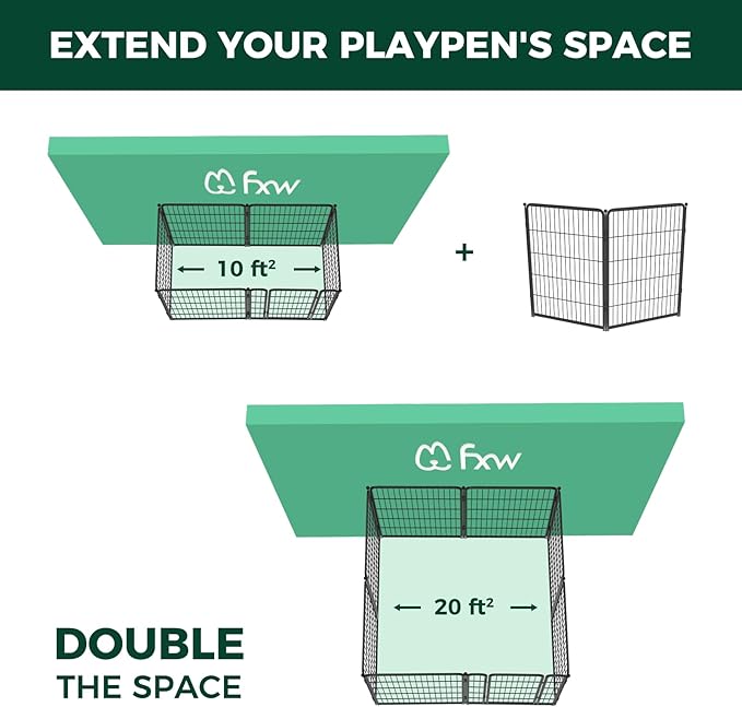 FXW Homeplus Unleashed Indoor Dog Playpen - Stress-Free and Safe Play, Heavy Duty 40 Inch 2 Panels Dog Pen for Medium and Large Dogs, Black│Patented