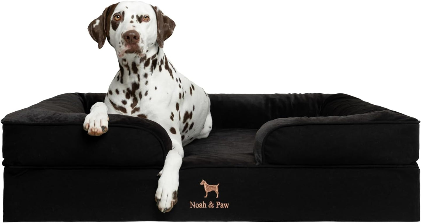NOAH & PAW XL Dog Bed, 45x35x11 Inch, Orthopedic Large Dog Beds, Eggshell Memory Foam Infused with Cooling Gel, Inner Cover, Waterproof, Machine Washable (Denim Sofa Collection)