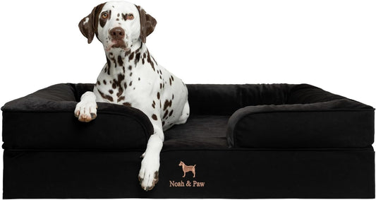 NOAH & PAW XL Dog Bed, 45x35x11 Inch, Orthopedic Large Dog Beds, Eggshell Memory Foam Infused with Cooling Gel, Inner Cover, Waterproof, Machine Washable (Denim Sofa Collection)