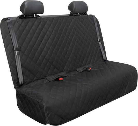 Bench Car Seat Cover Protector - Waterproof, Heavy-Duty and Nonslip Pet Car Seat Cover for Dogs with Universal Size Fits for Vehicles, Trucks & SUVs(Black)
