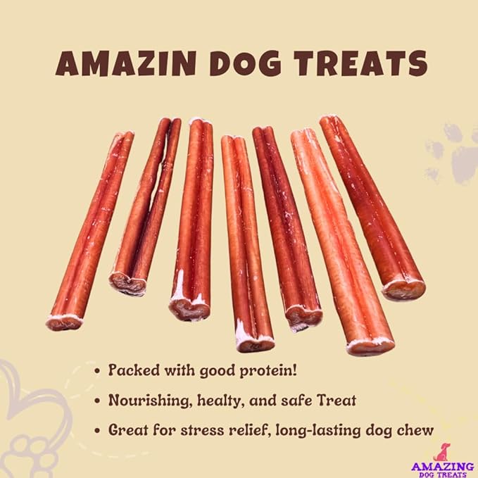 Amazing Dog Treats - 6 Inch Medium Size Bully Sticks (50 Count) - Bulk Bully Sticks for Dogs - No Hide Bully Stick Dog Bones