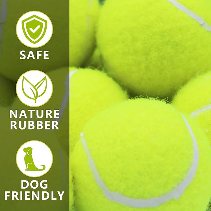 Magicorange 20 Pack Small Tennis Balls, 2 inch Squeaky Tennis Ball for Dogs,Colorful Easy Catching Squeaky Dog Balls with Mesh Bag for Easy Transport (Yellow)