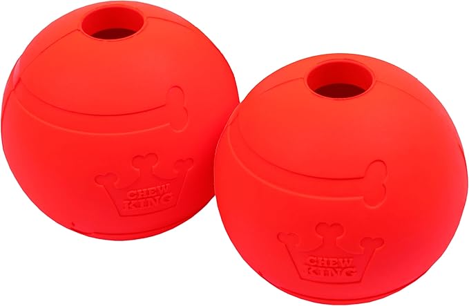 Chew King Flavored Rubber Ball Collection, 3 Inch Beef Flavor Rubber Balls 2-Pk