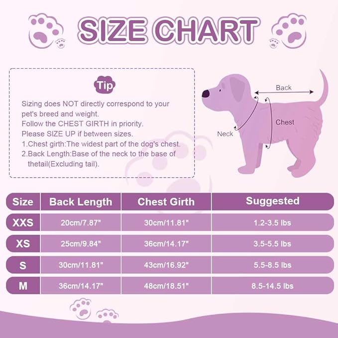 Dog Sweater Glow in The Dark Girl Pink Small Fleece Clothes Winter Soft Thickening Warm Puppy for Dogs Boy Teacup Yorkie Chihuahua (S,Pink)