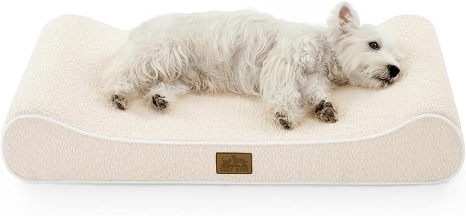 Orthopedic Dog Bed for Medium Dogs up to 65 lbs - Removable Washable Cover with Waterproof Lining & Non-Skid Bottom, Cotton-Polyester Blend Boat-Shaped Lounger Mattress, M(36x24x5.5in)/Beige