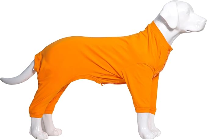 Lovelonglong Four Feet Dog Lightweight Pajamas, Pure Cotton Dog Jumpsuits 4 Legs Dog Onesies T-Shirt Stylish PJS Puppy Costume for Large Medium Small Dogs Orange M
