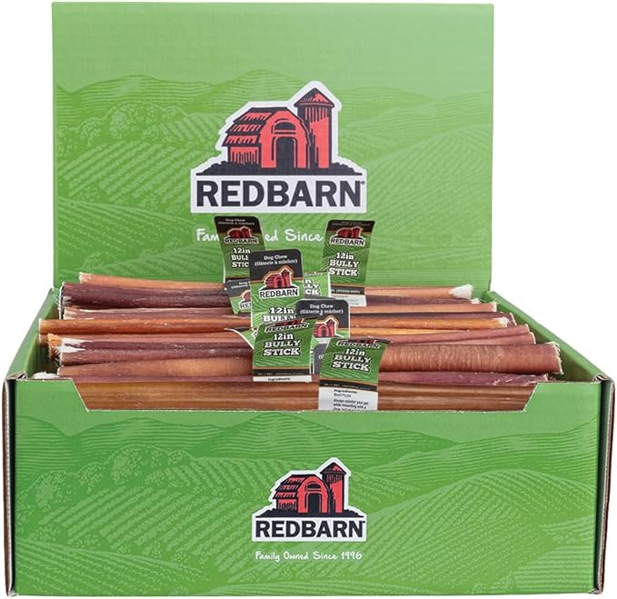 Redbarn Pet Products 12" Bully Sticks for Dogs, Case of 35