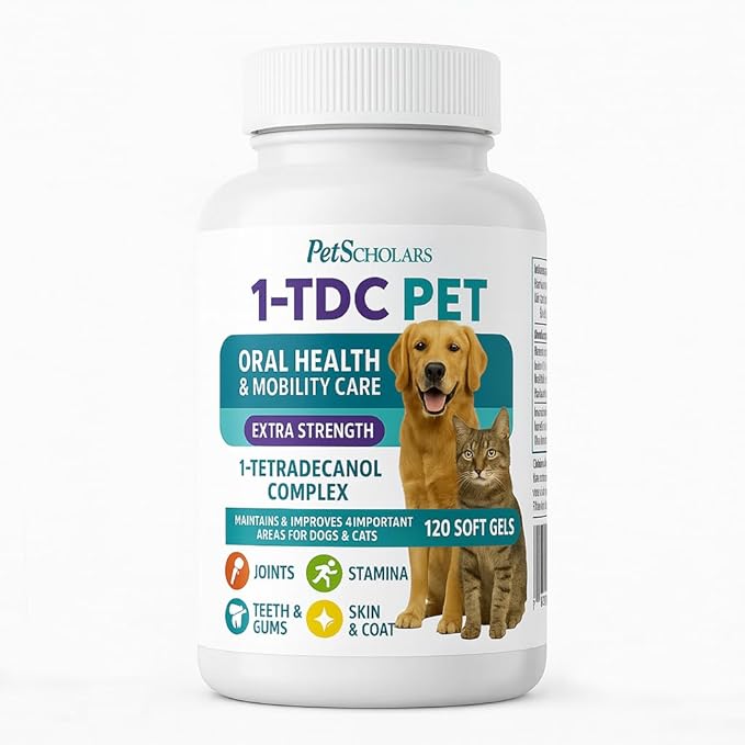 1TDC Dental & Joint Health Softgel Supplement for Dogs & Cats, Supports Oral Health, Stamina, Mobility, Muscle Strength & Recovery, Maintains Skin & Coat Health of Pets (120 Soft Gels)