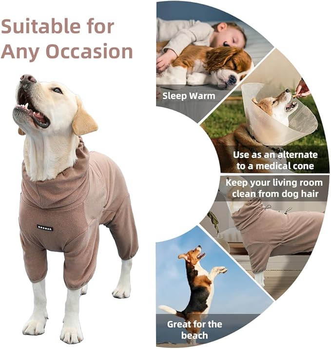 Dog Pajamas for Large Dogs,Extra Large Stretch, Suitable for Adult, Medium-Sized Dogs, Large Pet Jumpsuit Four-Legged Dog Clothes, Pet Clothing. (Coffee Color, 4XL)