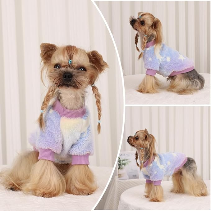 Dog Sweater Glow in The Dark Girl Pink Small Fleece Clothes Winter Soft Thickening Warm Puppy for Dogs Boy Teacup Yorkie Chihuahua (XXS,Pink)