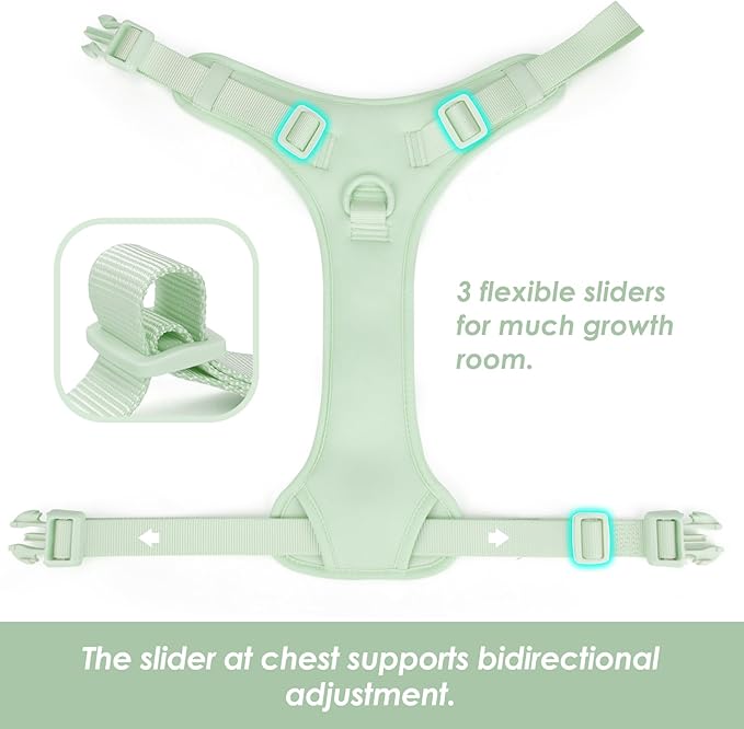 No Pull Dog Harness, Puppy Vest with Front Clip for Small Medium Large Sized Dog(Light Green,M)