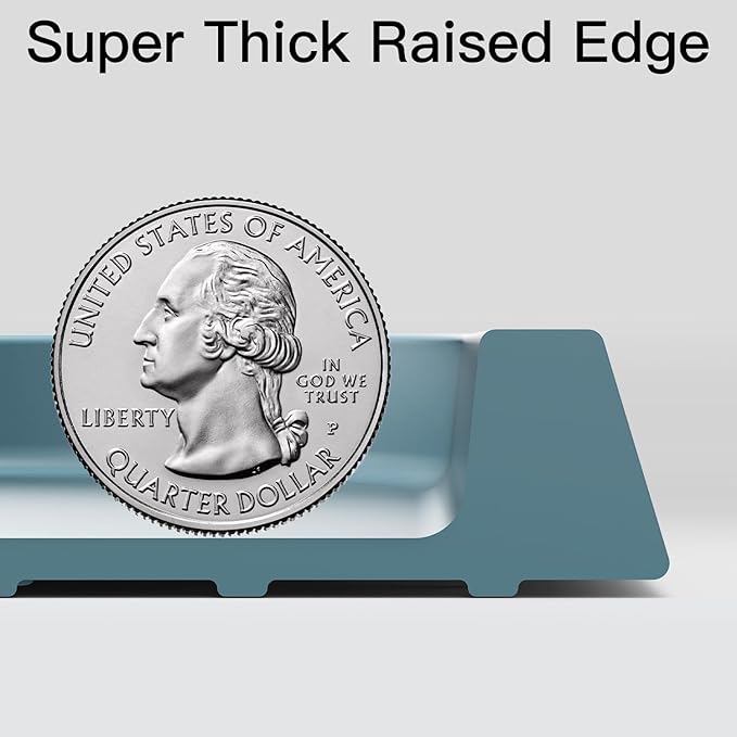 Pet Feeding Mat [Warped Resistant Raised Edge], Water-Proof Silicone Placement for Food Water Bowls, Anti-Slip Base Protect Floor, BPA-Free&Dishwasher-Safe [23.5x13.5inch Large, Blue]