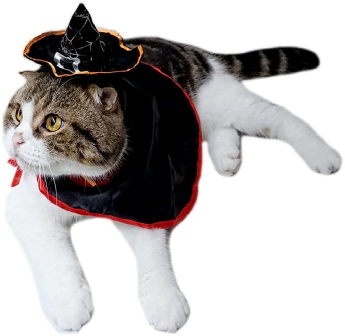 Pet Halloween Cloak Cosplay Vampire Cloak for Cats and Small Dogs, Pet Halloween Costume Clothes Suit