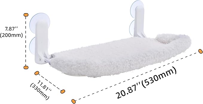 Cat Window Perch, Cordless Foldable Cat Hammock Bed with 4 Suction Cups, Embeded Machine Washable Bed for Indoor Cats, Strong Metal Frame Holds 40lbs (Beige,Cotton Binding)