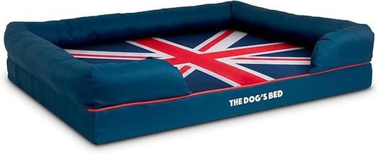 Replacement Outer Cover ONLY (Outer Cover ONLY - NO Bed, NO Waterproof Inner) for The Dog's Bed, Washable Oxford Fabric, Extra Large (Blue with Red Piping UK Flag Embroidery & Centre Flag)