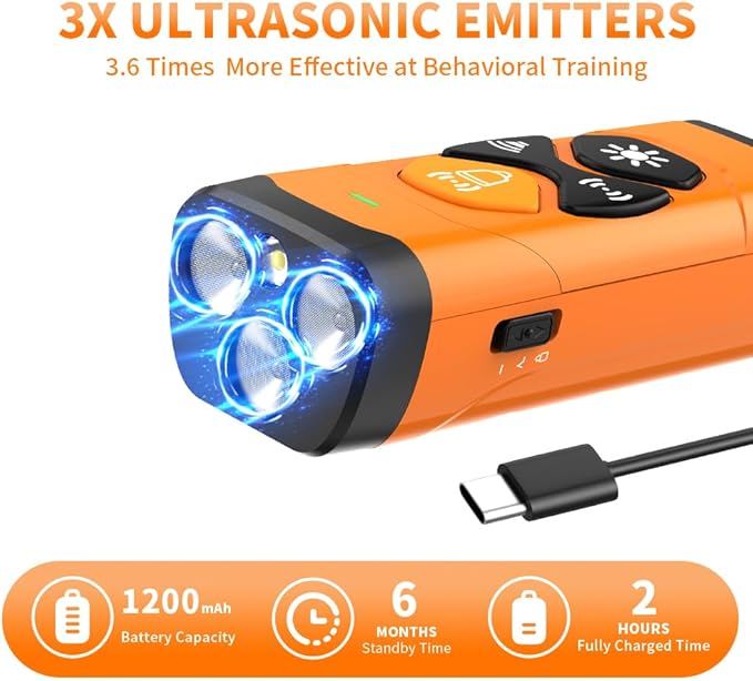 Dog Bark Deterrent Device to Correct Bad Behavior | 25ft Range & 3 Training Modes - Humane, Rechargeable for Home/Yard