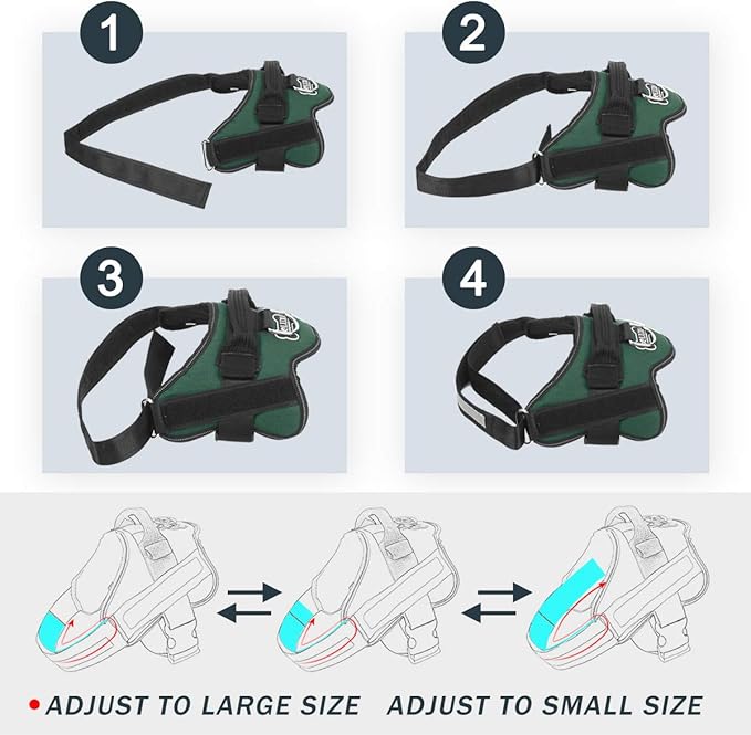 Bolux Dog Harness, No-Pull Reflective Dog Vest, Breathable Adjustable Pet Harness with Handle for Outdoor Walking - No More Pulling, Tugging or Choking (Dark Green, M)