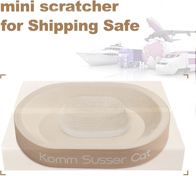 23.43"x16.9" Huge Cat Scratcher Bowl Heavy-Duty White Cardboard Cat Scratcher Bed - Durable Oval Scratching Pad & Lounge Bed with Bonus Mini Scratching Board(White)