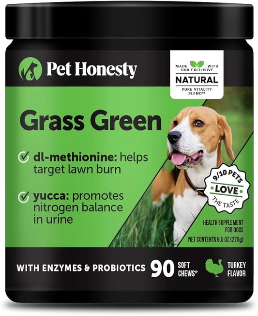 Grass Green Dog Chews - Urine Neutralizer for Lawn, Dog Pee Grass Helps Yard Stay Green Addressing Burn Spots with Probiotics & Enzymes (Turkey)