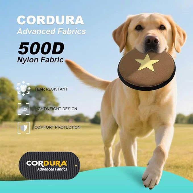 TSPRO Tactical Dog Flying Discs, Anti-Rip Nylon for Aggressive Chewers & Medium to Large Dogs, Water Floating Flyer, Lightweight for Indoor/Outdoor Play, Training, Parks & Yards (9.5", Black)