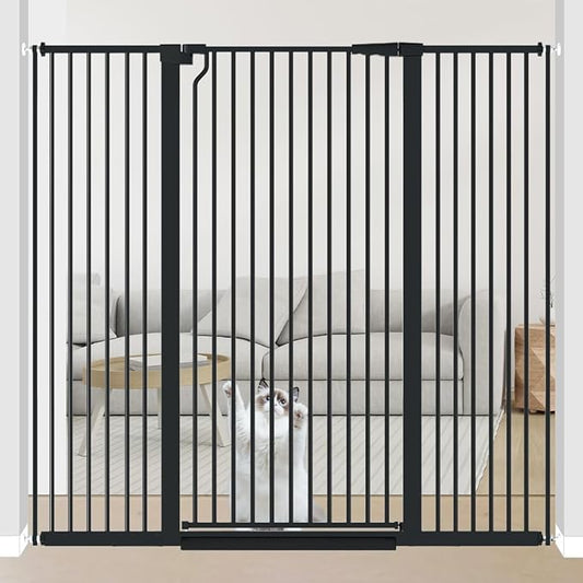 51.18" Extra Tall Pet Gate for Cats Dogs-29.6"-56.3" Extra Wide Baby Cat Gate for Stairs and Doorways-1.37" Ultra Narrow Spacing Dog Gate Dog Door with One-Handed Operation(29.6"-56.3")