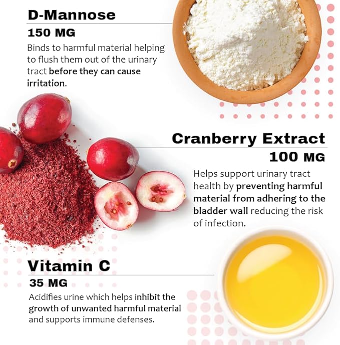 Cranberry D-Mannose Urinary Tract Support Supplement for Cats and Dogs - Cranberry Extract, D-Mannose, Vitamin C - Bladder and UTI Treatment - Made in USA - 120 Soft Chews