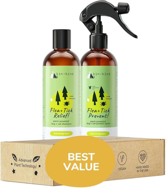 Flea & Tick Spray and Shampoo Kit for Dogs & Cats