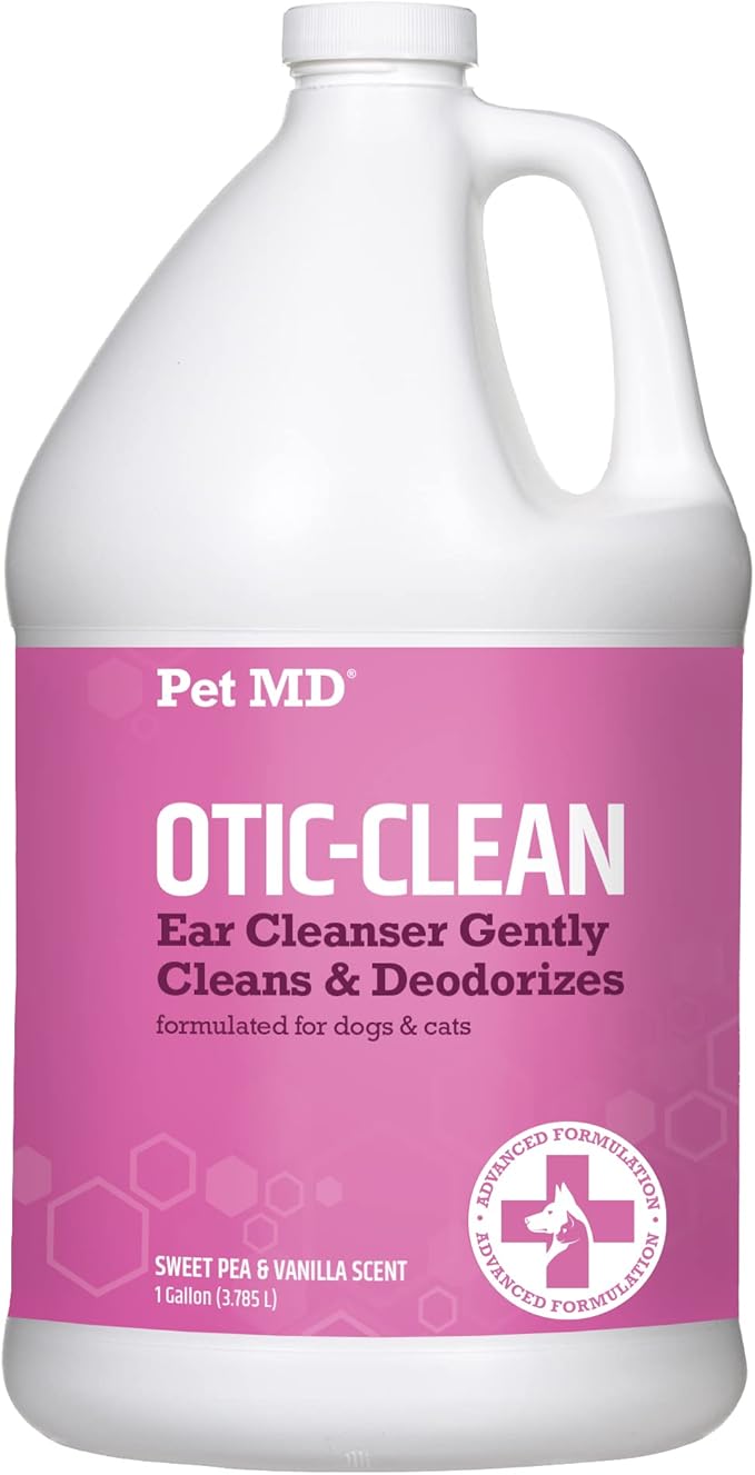 Pet MD Otic-Clean Dog Ear Cleaner - Veterinarian-Formulated Otic Ear Solution for Dogs & Cats - Pet Ear Cleaner for Itch, Odor, & Wax Buildup - Deodorizing Cat Ear Cleaner Solution - 1 Gallon