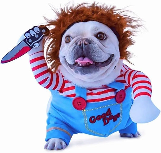 Pet Deadly Doll Dog Costumes, Funny Pets Cosplay Costume Halloween Dog Clothes Party Costume for Small Medium Large Dogs