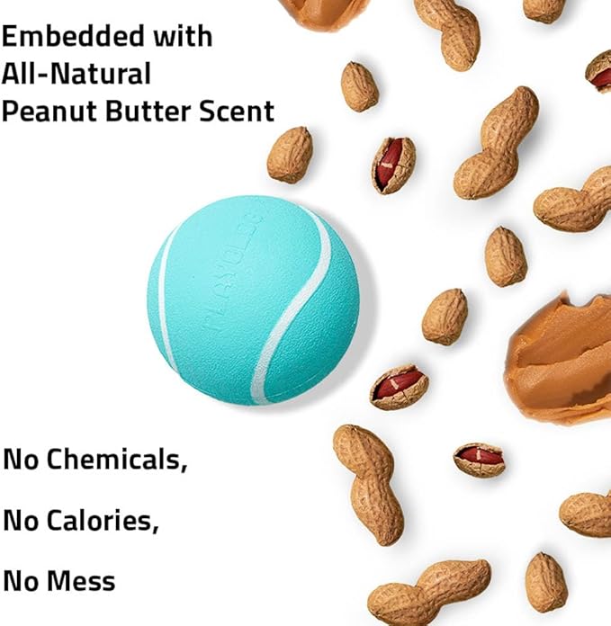Playology Dog Toys | Squeaky Chew Ball - Bouncy Durable Floating Fetch Ball for Dogs, Value 2-Pack | Medium Peanut Butter Scented Toy - Easy to Clean and Made from Non Toxic Materials