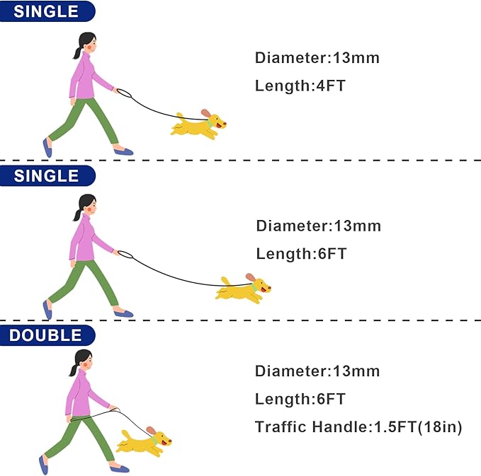 Rope Dog Leash, 4 ft Heavy Duty Dog Leash with Aviation Aluminum Auto Locking Carabiner, Strong Nylon Pet Lead for Small, Medium, Large Dogs (Blue, 4FT)