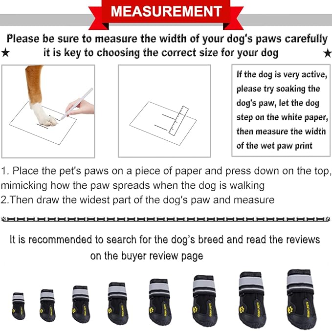 QUMY Dog Shoes for Large Dogs, Medium Dog Boots & Paw Protectors for Winter Snowy Day, Summer Hot Pavement, Waterproof in Rainy Weather, Outdoor Walking, Indoor Hardfloors Anti Slip Sole Black Size 1